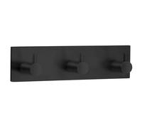 BESLAGSBODEN Black Stainless Steel Triple Towel Hook (180 x 45mm) Self Adhesive Bathroom Wall Mounted