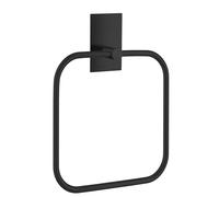 BESLAGSBODEN Black Stainless Steel (W)16.8cm Square Towel Ring Self Adhesive Bathroom Wall Mounted