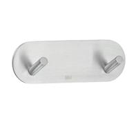 BESLAGSBODEN Brushed Stainless Steel Double Towel Hook (90 x 30mm) Self Adhesive Bathroom Wall Mounted