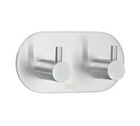 BESLAGSBODEN Brushed Stainless Steel Double Towel Hook (96 x 48mm) Self Adhesive Bathroom Wall Mounted