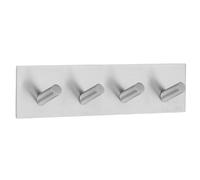 BESLAGSBODEN Brushed Stainless Steel Quadruple Towel Hook (180 x 45mm) Self Adhesive Bathroom Wall Mounted