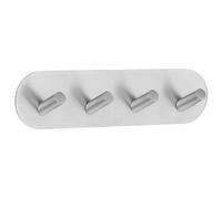 BESLAGSBODEN Brushed Stainless Steel Quadruple Towel Hook (192 x 48mm) Self Adhesive Bathroom Wall Mounted