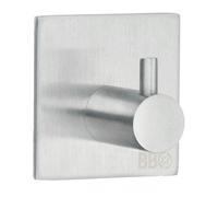 BESLAGSBODEN Brushed Stainless Steel Single Towel Hook (45 x 45mm) Self Adhesive Bathroom Wall Mounted