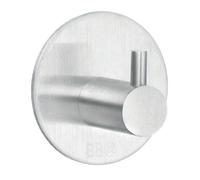 BESLAGSBODEN Brushed Stainless Steel Single Towel Hook (48 x 48mm) Self Adhesive Bathroom Wall Mounted