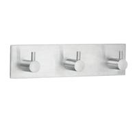 BESLAGSBODEN Brushed Stainless Steel Triple Towel Hook (180 x 45mm) Self Adhesive Bathroom Wall Mounted