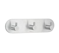 BESLAGSBODEN Brushed Stainless Steel Triple Towel Hook (190 x 48mm) Self Adhesive Bathroom Wall Mounted