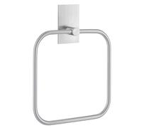 BESLAGSBODEN Brushed Stainless Steel (W)16.8cm Square Towel Ring Self Adhesive Bathroom Wall Mounted