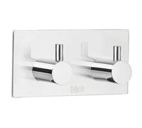 BESLAGSBODEN Chrome Stainless Steel Double Towel Hook (90 x 45mm) Self Adhesive Bathroom Wall Mounted