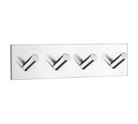 BESLAGSBODEN Chrome Stainless Steel Quadruple Towel Hook (180 x 45mm) Self Adhesive Bathroom Wall Mounted