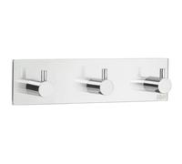 BESLAGSBODEN Chrome Stainless Steel Triple Towel Hook (180 x 45mm) Self Adhesive Bathroom Wall Mounted