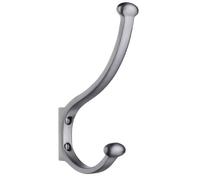 Beslagsboden Classic Coat And Hat Hook, Brass, Silver Matt, 2 x 7 x 15 cm