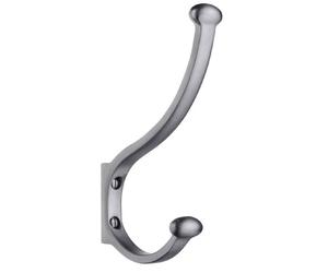 Beslagsboden Classic Coat And Hat Hook, Brass, Silver Matt, 2 x 7 x 15 cm