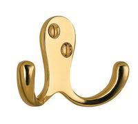 Beslagsboden - Double Towel Hook In Polished Brass Finish, Height 44 mm