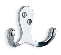 Beslagsboden - Double Towel Hook In Polished Chrome, Height 44 mm