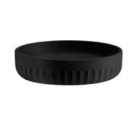 BESLAGSBODEN Freestanding Black Round Soap Dish 12.2cm (4.8") Diameter Wave Style Polyresin Soap Tray for Bath Shower Bathroom