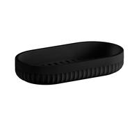 BESLAGSBODEN Freestanding Black Soap Dish 17.8 x 9.5cm (7" x 3.7") Wave Style Polyresin Soap Tray for Bath Sink Shower Bathroom