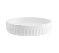 Beslagsboden Freestanding White Round Soap Dish 12.2Cm (4.8") Diameter Wave Style Polyresin Soap Tray For Bath Shower Bathroom
