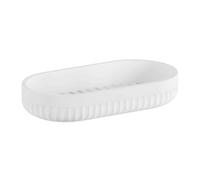 BESLAGSBODEN Freestanding White Soap Dish 17.8 x 9.5cm (7" x 3.7") Wave Style Polyresin Soap Tray for Bath Sink Shower Bathroom