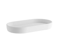 BESLAGSBODEN Freestanding White Soap Dish 18 x 9.5cm (7" x 3.7") Smooth Plastic Soap Tray for Bath Sink Shower Bathroom