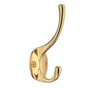 BESLAGSBODEN Hat and Coat Hook in Polished Brass Finish, Height 100 mm