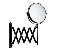BESLAGSBODEN Matt Black Double Sided Mirror (170mm) Wall Mounted Retractable Arm 7x Magnification Bathroom Makeup or Shaving Mirror