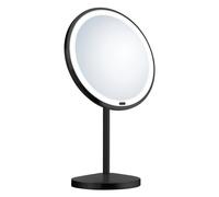 BESLAGSBODEN Matt Black LED Mirror (200mm) Freestanding 7x Magnification Bathroom Makeup or Shaving Mirror