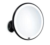 BESLAGSBODEN Matt Black LED Mirror with Suction Cup Mounting (200mm) 7x Magnification Bathroom Makeup or Shaving Mirror