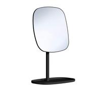 BESLAGSBODEN Matt Black Mirror with Storage Tray (192 x 192mm) Freestanding 7x Magnification Bathroom Makeup or Shaving Mirror