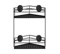 BESLAGSBODEN Matt Black Stainless Steel Double Corner Shower Basket Self Adhesive Wall Mounted
