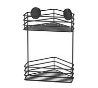 BESLAGSBODEN Matt Black Stainless Steel Double Corner Shower Basket Self Adhesive Wall Mounted