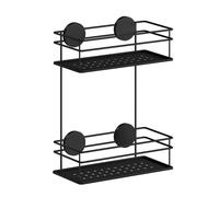 BESLAGSBODEN Matt Black Stainless Steel Double Shower Basket Self Adhesive Wall Mounted