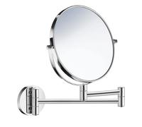 BESLAGSBODEN Polished Chrome Double Sided Mirror (170mm) Wall Mounted Swing Arm 7x Magnification Bathroom Makeup or Shaving Mirror
