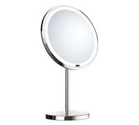 BESLAGSBODEN Polished Chrome LED Mirror (200mm) Freestanding 7x Magnification Bathroom Makeup or Shaving Mirror