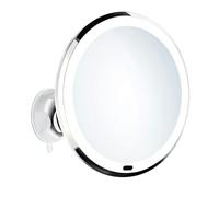 BESLAGSBODEN Polished Chrome LED Mirror with Suction Cup Mounting (200mm) 7x Magnification Bathroom Makeup or Shaving Mirror