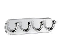 BESLAGSBODEN Polished Chrome Quadruple Towel Hook (190 x 48mm) Self Adhesive Bathroom Wall Mounted