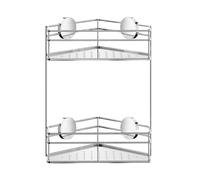BESLAGSBODEN Polished Chrome Stainless Steel Double Corner Shower Basket Self Adhesive Wall Mounted