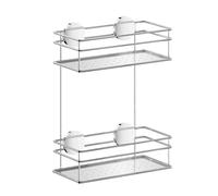 BESLAGSBODEN Polished Chrome Stainless Steel Double Shower Basket Self Adhesive Wall Mounted