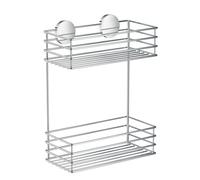 BESLAGSBODEN Polished Chrome Stainless Steel Double Shower Basket Self Adhesive Wall Mounted