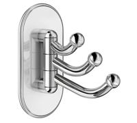 BESLAGSBODEN Polished Chrome Triple Swinging Towel Hook (48 x 96mm) Self Adhesive Bathroom Wall Mounted