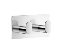 BESLAGSBODEN Polished Stainless Steel Double Towel Hook (96 x 48mm) Self Adhesive Bathroom Wall Mounted