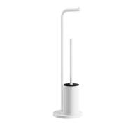 Beslagsboden Toilet Roll Holder And Toilet Brush Rust Resistant White Stainless Steel Freestanding Toilet Paper Stand