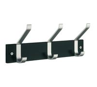 BESLAGSBODEN Triple Hook Coat and Hat Rack, Black Wood/Satin Aluminium, Width 346mm