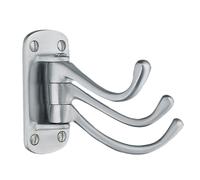BESLAGSBODEN Triple Swinging Coat Hook in Brushed Chrome, Height 80 mm