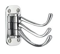 BESLAGSBODEN Triple Swinging Coat Hook in Polished Chrome, Height 80 mm