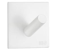 BESLAGSBODEN White Stainless Steel Single Towel Hook (45 x 45mm) Self Adhesive Bathroom Wall Mounted