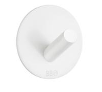 BESLAGSBODEN White Stainless Steel Single Towel Hook (48 x 48mm) Self Adhesive Bathroom Wall Mounted
