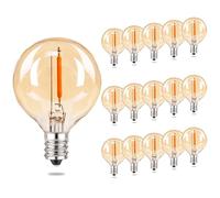 BESLAM G40 LED Filament Bulbs, 2200K Warm White Edison Bulb, 1W 80LM G40 Dimmable, E12 Base Globe Amber Glass Bulbs, String Lights Bulb Replacement (15 Pack)
