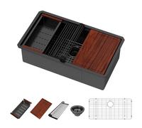 Beslend 30 Inch Matte Black Workstation Kitchen Sink - Premium NANO-PVD Coated Undermount Sink, 16 Gauge Deep Single Bowl with Accessory Ledge & Round Corner, Fits 33" Cabinet (30"x19"x10")