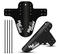 BESLIME 2Pcs Mudguards for Bikes, Bike Fender, MTB Mud Guard Front or Rear Compatible Fits 650B 20" 26" 27.5" 29 inch and Fat Bicycle Mudguard(Black White, Small Carbon fiber embossing)
