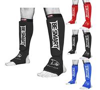 BeSmart Shin Instep Pads MMA Leg Foot Guards Muay Thai Kick Boxing Guard Protector (Black, Large)